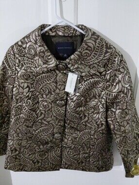 Banana Republic Metallic Floral Brocade Jacket - Gold and Brown